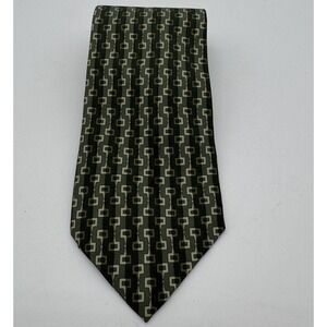 Gucci Green Geometric Silk Tie 4 Inch 58 Inch Made In Italy Luxury